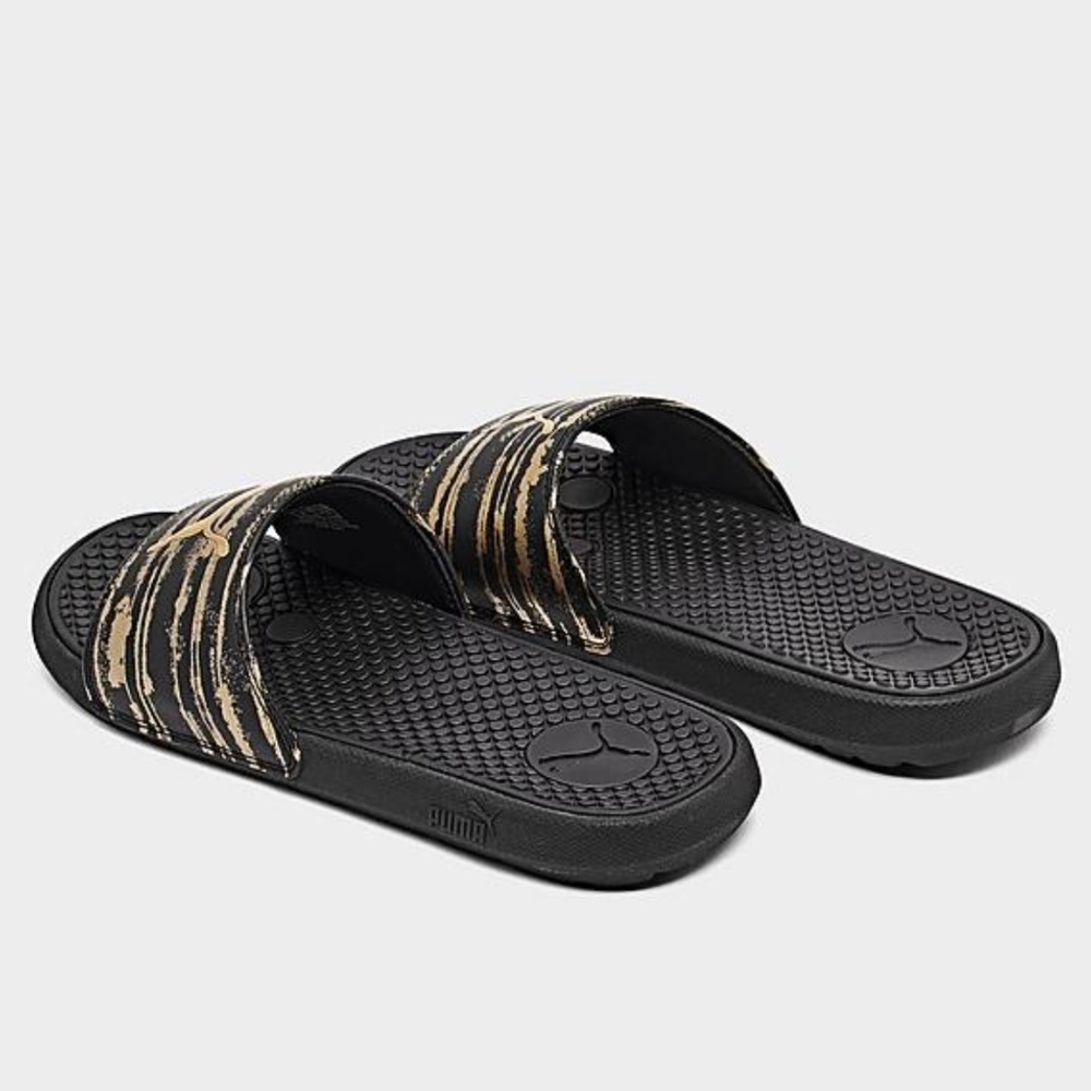 New Women's Puma Cool Cat Slides Sandals Gold Colored - Picture 4 of 16